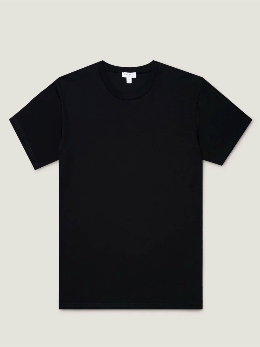 Sunspel Black Short Sleeve Crew Neck Riviera Midweight Tee
